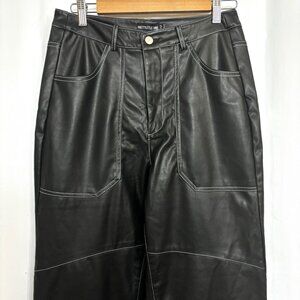 Pretty little thing Faux Leather Wide Leg Pants Trousers  NWT